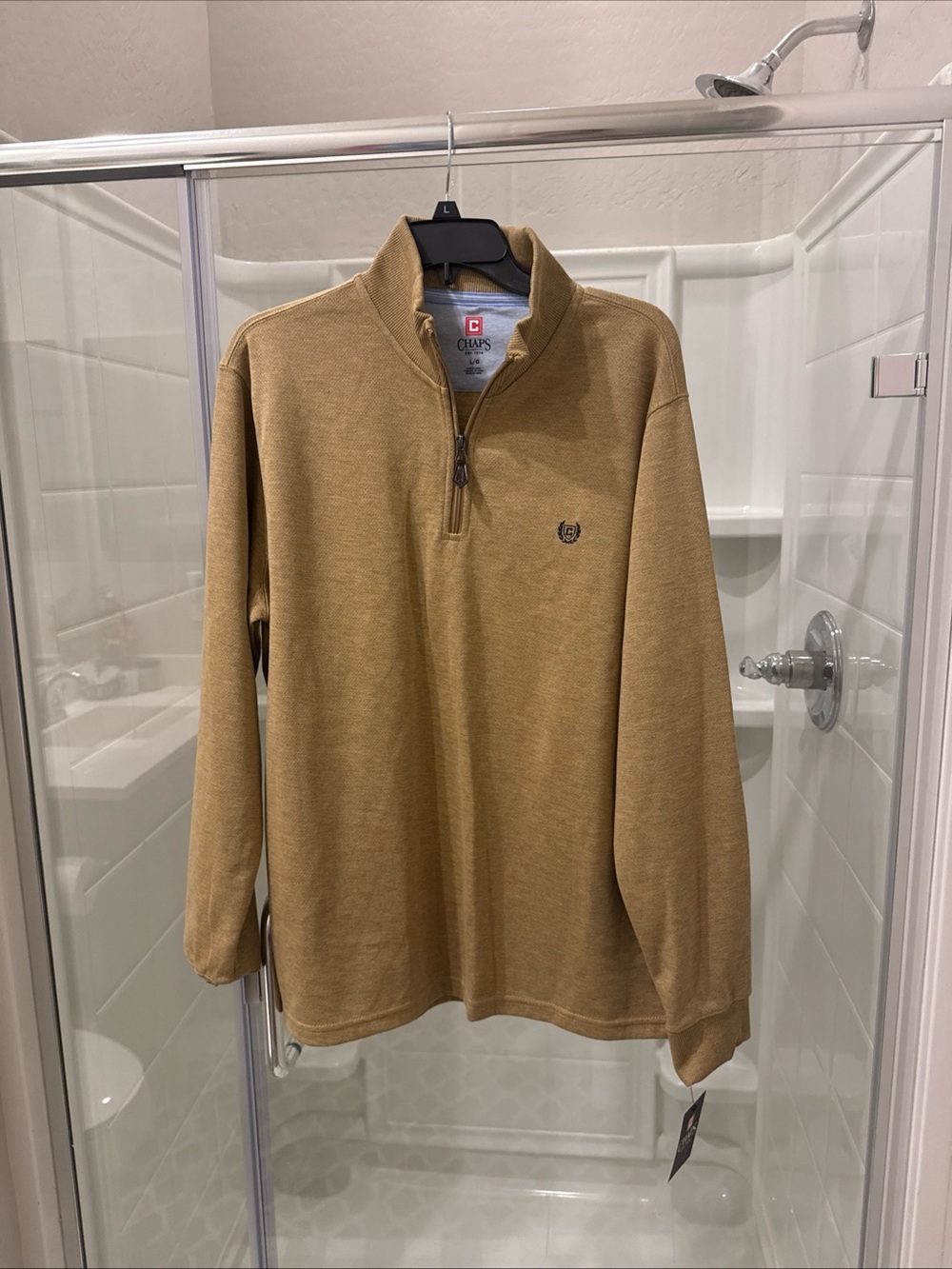 Chaps Men’s Tan Quarter-Zip Pullover Sweater
